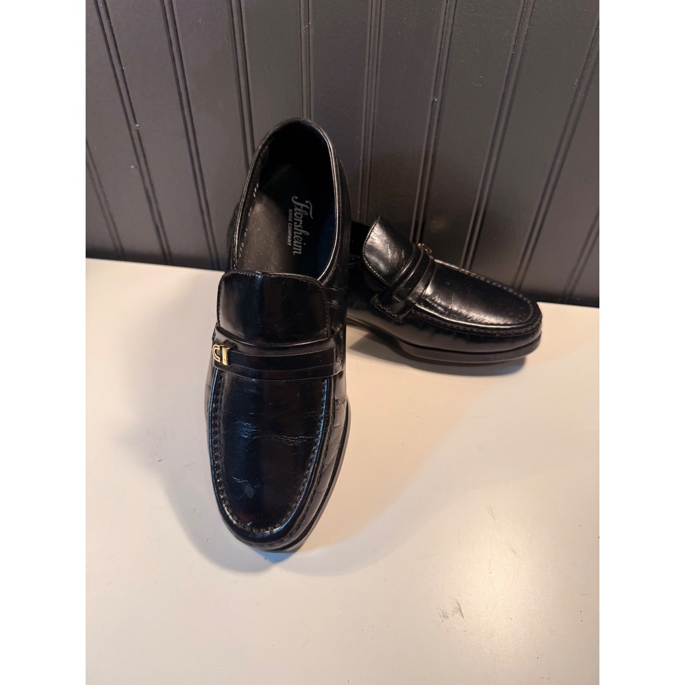 Florsheim Mens Black Leather Bit Loafers Dress Shoes 8.5 EEE Wide 1070-01